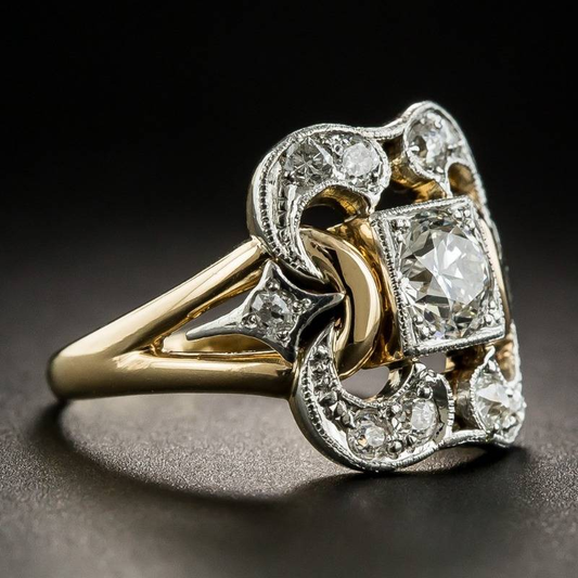 Anello vintage in oro con zircone