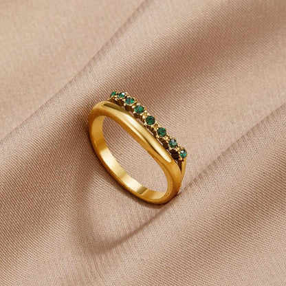 Mary – Anello a strati in verde smeraldo elegante