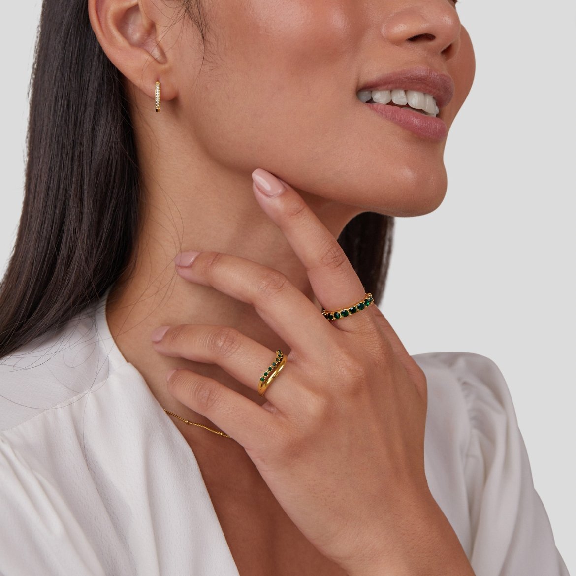 Mary – Anello a strati in verde smeraldo elegante