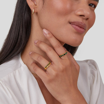 Mary – Anello a strati in verde smeraldo elegante